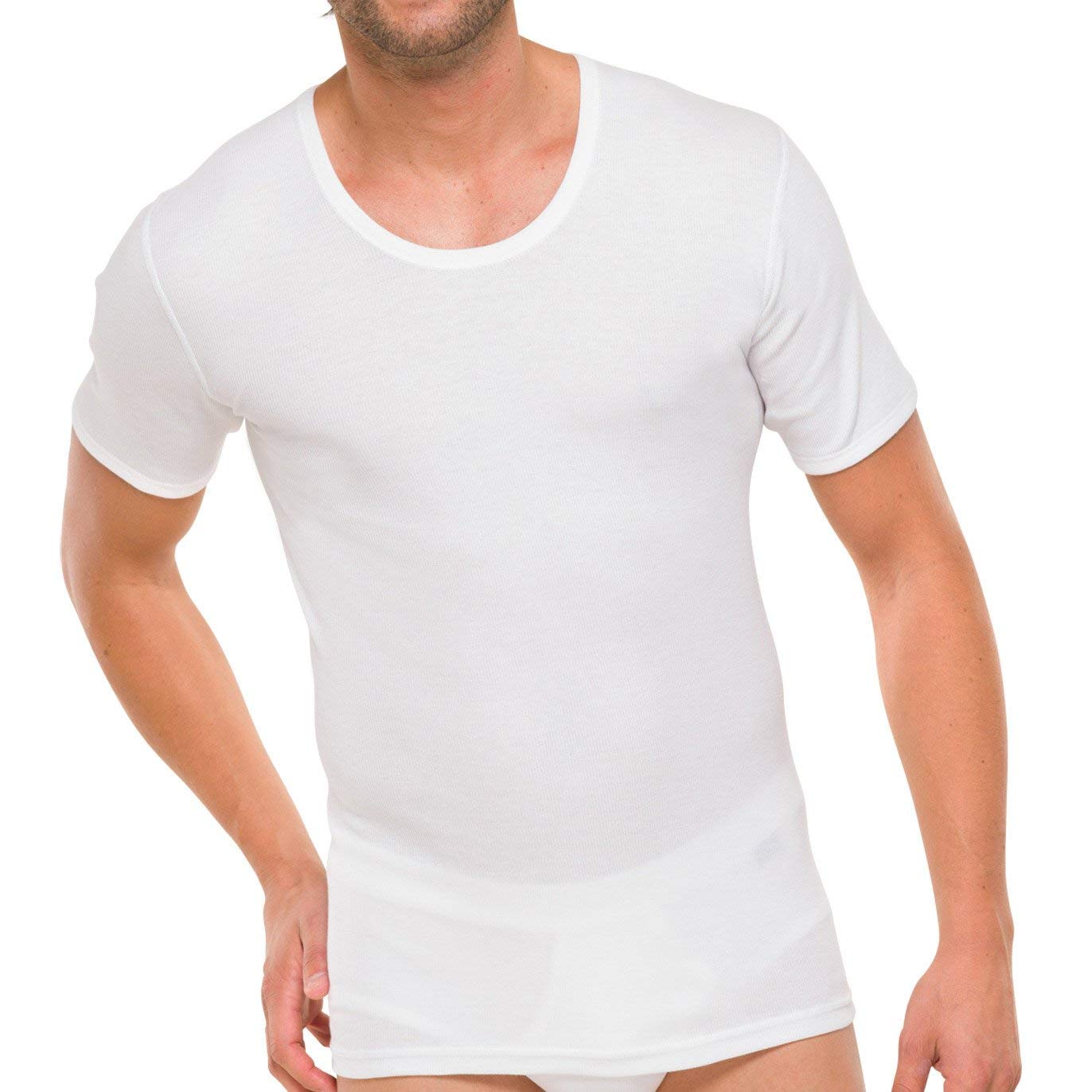 Schiesser 2er Pack Herren Unterhemden 1/2 Arm Baumwolle Doppelripp M-XXXL - Weiß