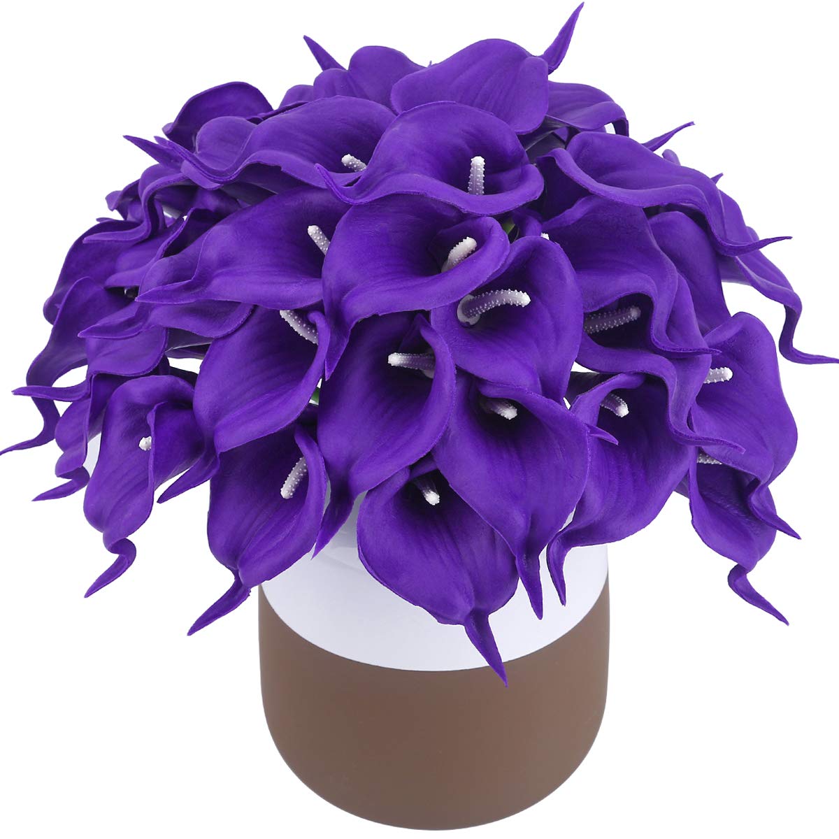 BOMAROLANCalla Lily Real Touch Bridal Wedding Bouquet Lataexs for Bride Artificial Flowers Birthday Party Home Décor Pack of 24 (Purple)