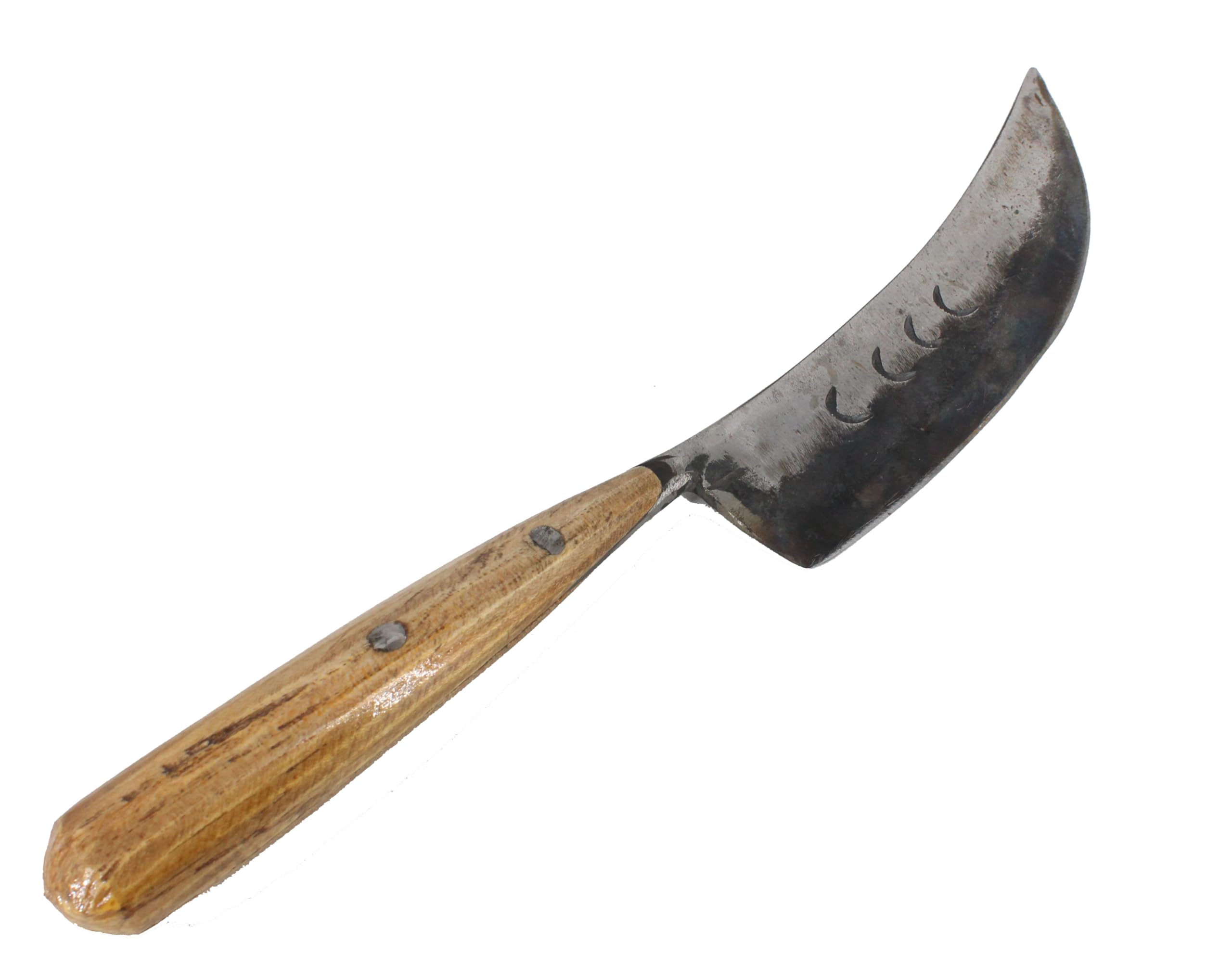 Peer's Handmade Kitchen Knife with Wood Handle, Large Blade, Wood Grip