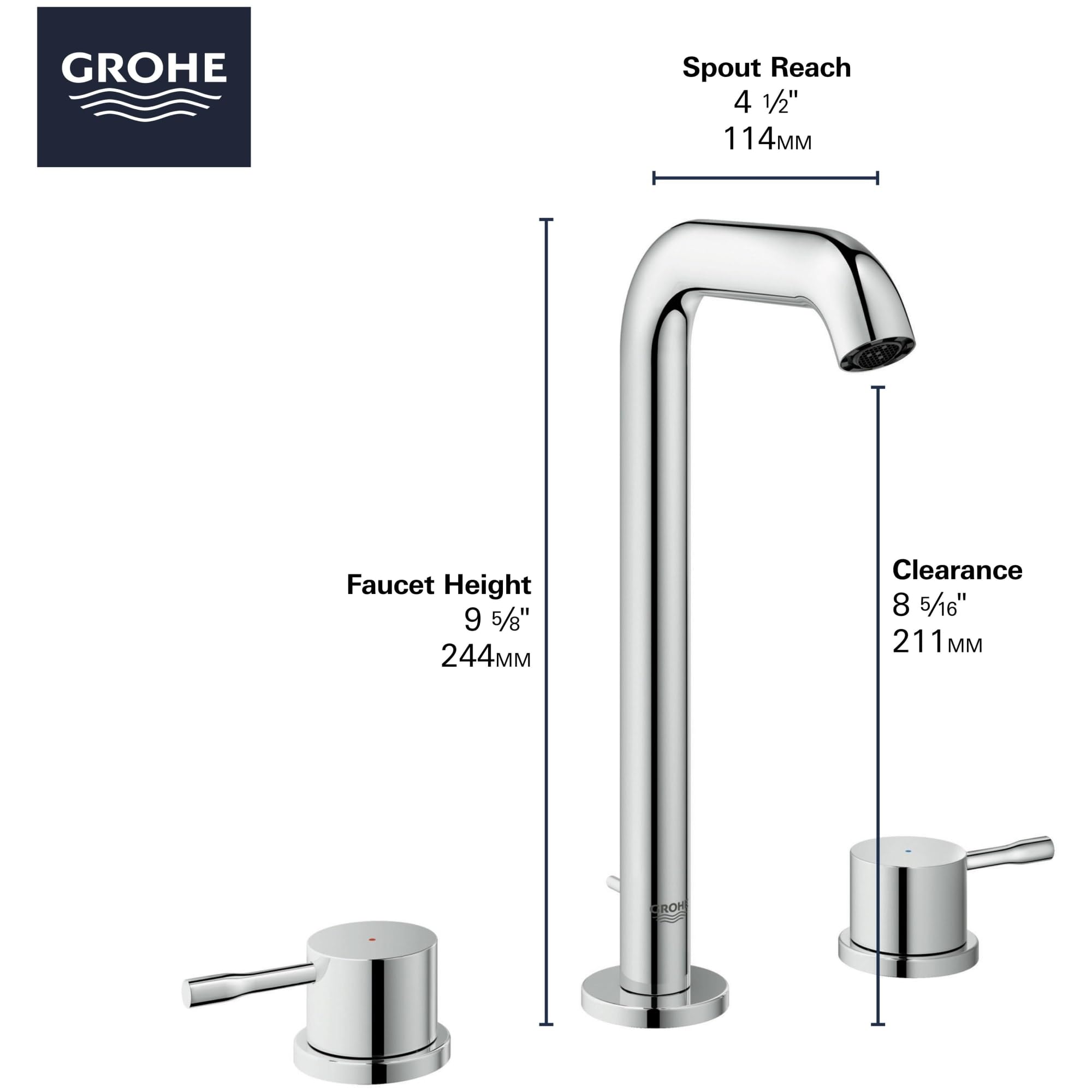 GROHE 202972431 Essence, 8-inch Widespread 2-Handle M-Size 