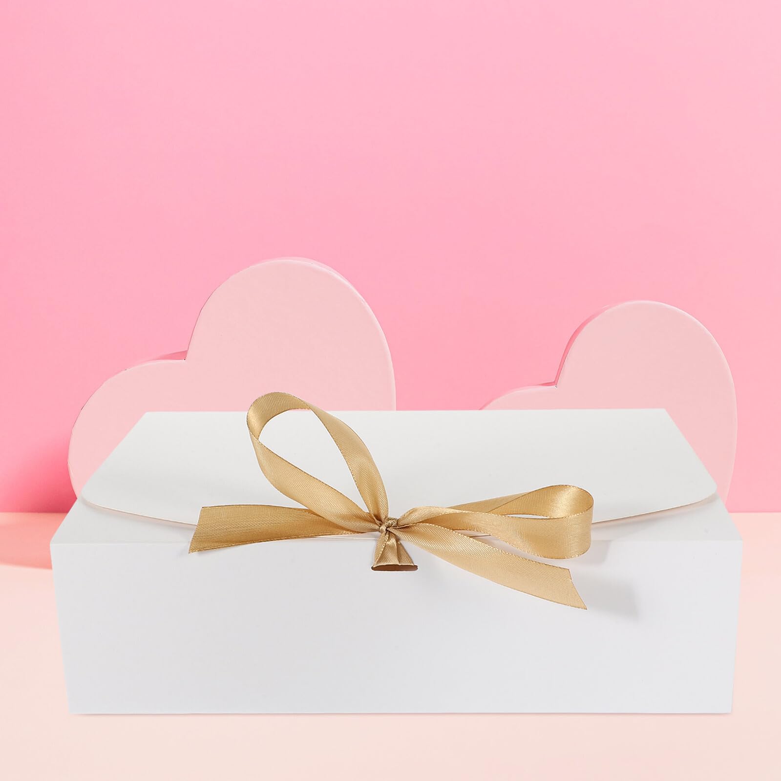 MAGICLULU 10 Stück Geschenkbox aus Weißem Karton mit Faltverschluss und Schleife Geeignet für Geburtstag und Weihnachten Einfach zu Falten und Öffnen