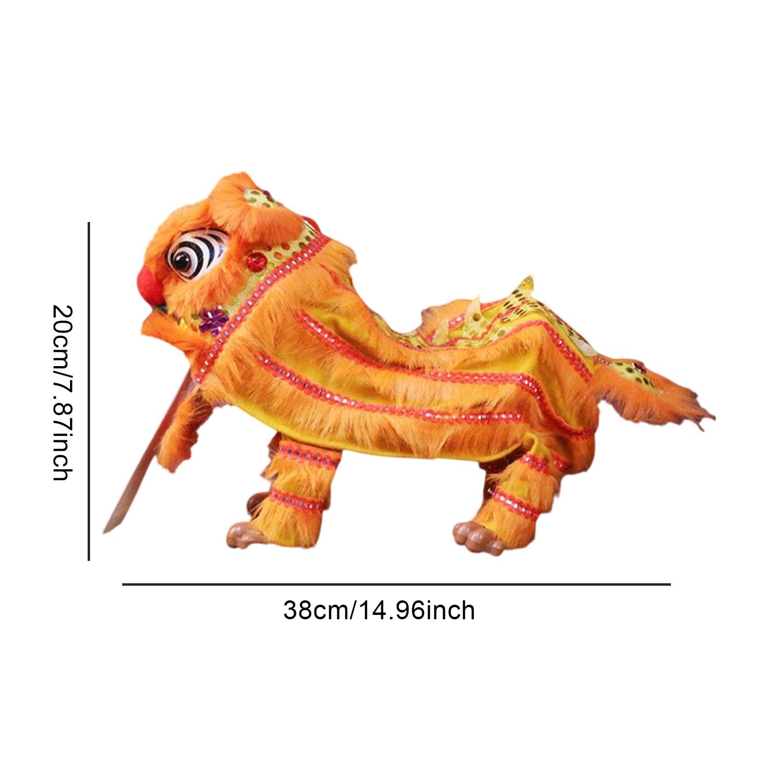 Juguete de león de marioneta China, artesanía de Marionetas de Danza del león con Cuerda de Mano, Regalo de año Nuevo Chino, Amarillo