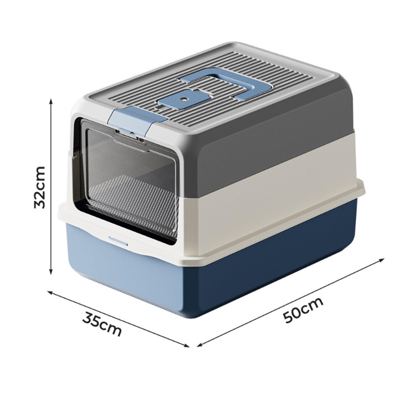 Caja de Arena for Gatos Cerrada Grande, Bandeja de Arena antisalpicaduras extraíble con Cuchara for Mascotas, fácil de Limpiar(BLU)