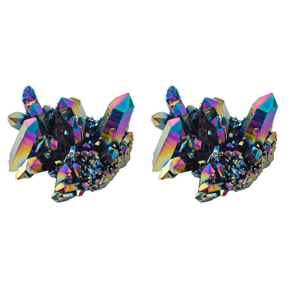 EXCEART Grappolo di cristallo arcobaleno naturale, 2 pezzi, decorazione per la casa, feng shui, acquario, artigianato e regali 4,5 x 3,5 x 3 cm