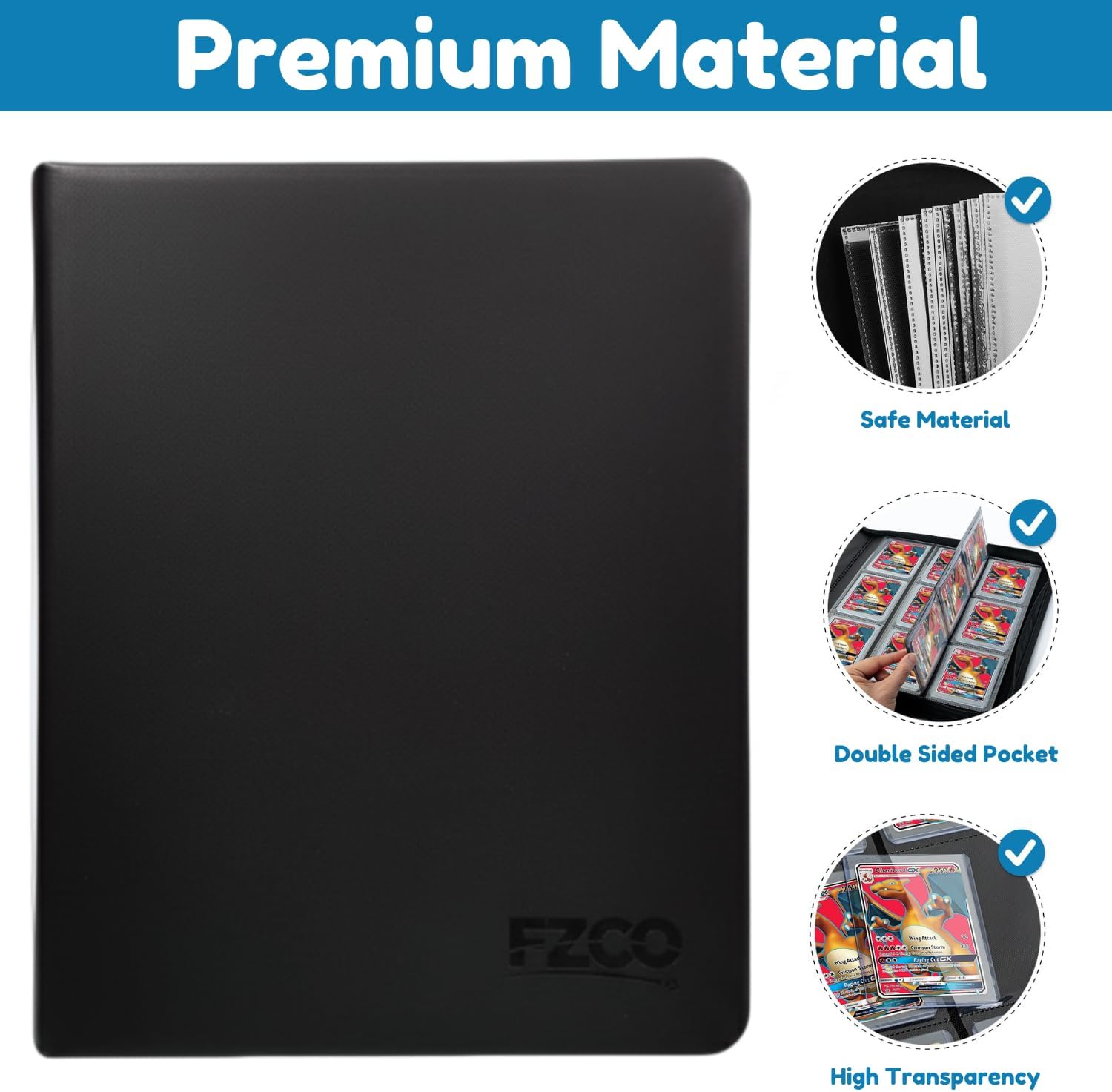 Top Loader Binder, Holds 360 Toploaders, 9-Pocket Toploader Binder for 3" x 4" Rigid Cards, Double-Sided Card Binder Top Loader for Trading Cards, TCG, Baseball & Sports Cards