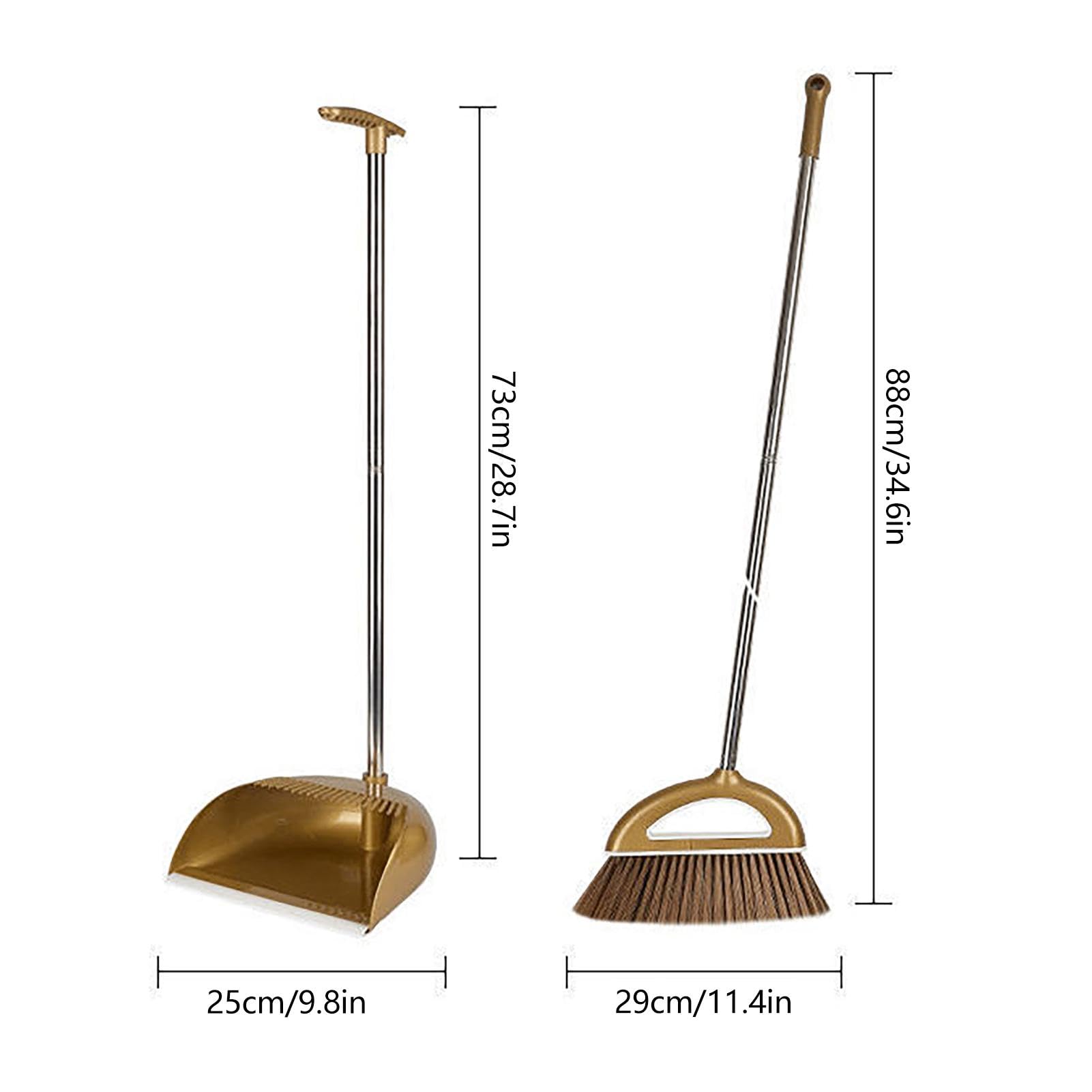 Upgrade Long Handle Broom with Stand Up Dustpan Combo Set for Home, Indoor Sweep Broom and Standing Dustpan for Kitchen, Offices, Lobby Floor