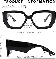 Vista 9 de Thick Frame Blue Light Glasses for Women Men Fashion Square Computer Gaming Eyeglasses with Clear Lens