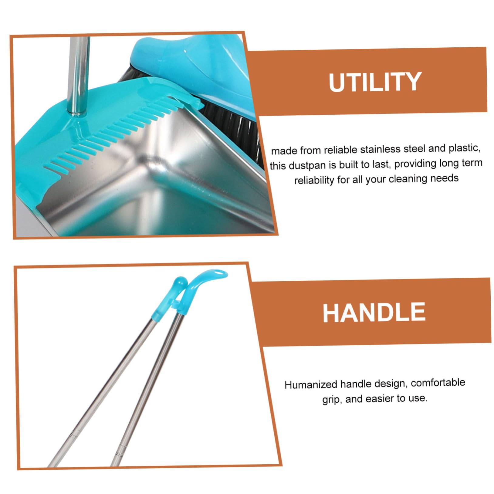 Alipis Recogedor Metálico de Acero Inoxidable con Mango Largo, Ligero y Fácil de Usar, para Limpieza Hogar y Oficina,