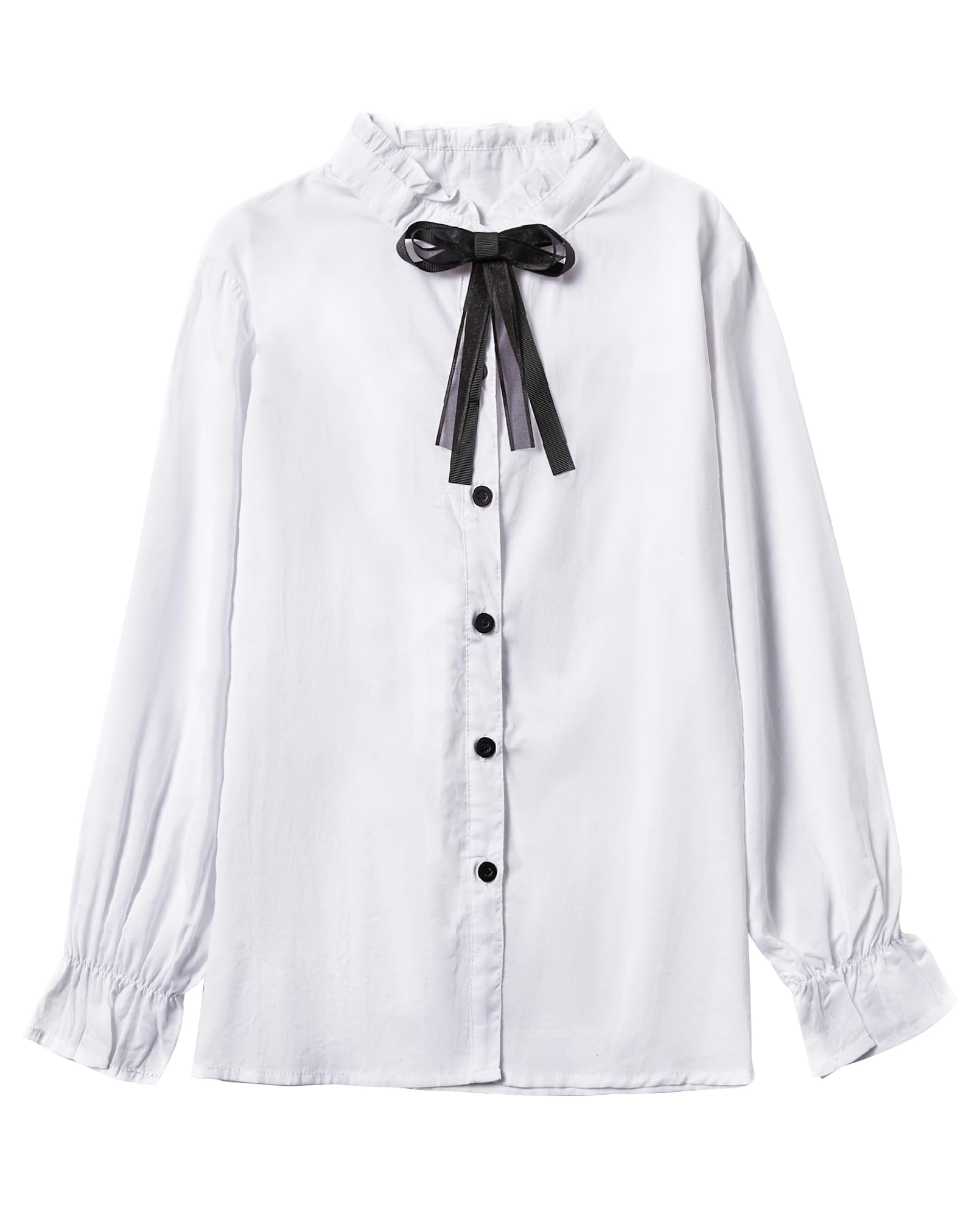 SOLOCOTE Blusa de niñas con Volantes, Mangas largas, Botones, Estilo Princesa, de algodón Suave y Suelta, Ideal para Primavera y Verano