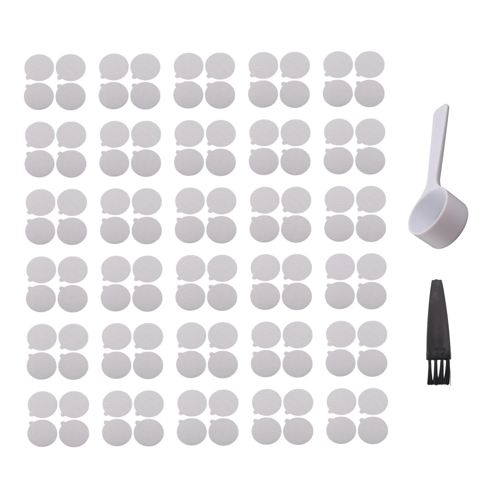 CTRLZS 100Pcs Aluminum Foil Lids Aluminum Lids Seals Foil Lids for OriginalLine Capsules Coffee Pods with Spoon Brush