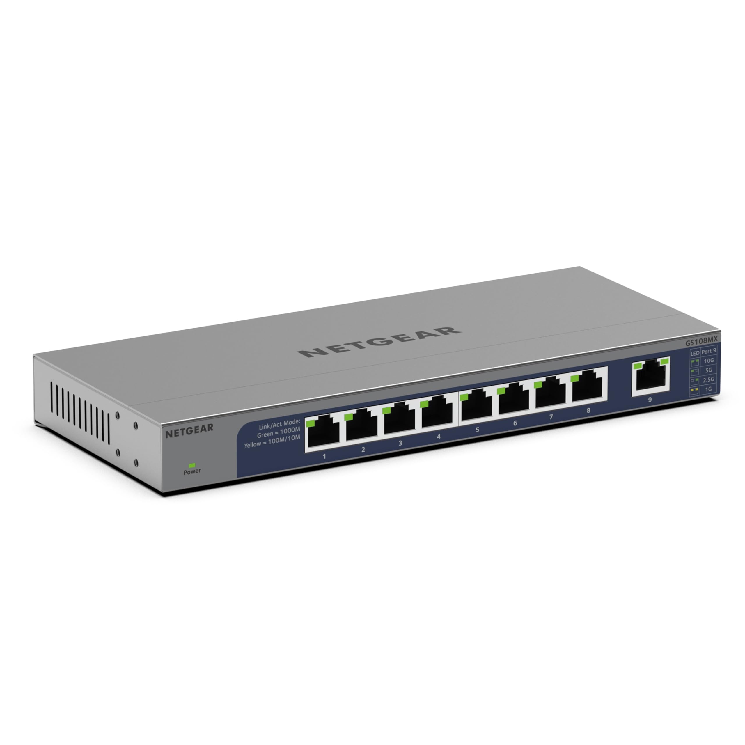 NETGEAR NETGEAR 10-Port Network Switch (GS108MX) - with 8 x 1G, 1 x Multi-gig SFP, Desktop, Wall or Rackmount, and Limited Lifetime Prot