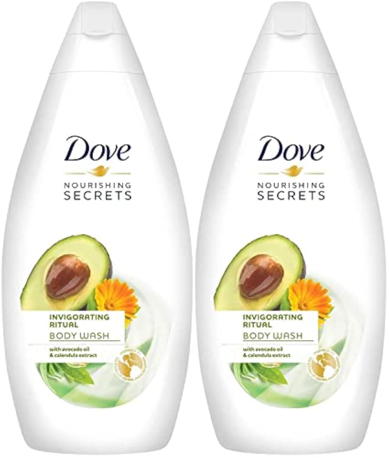 Dove Nourishing Secrets Invigorating Ritual Body Wash, Avocado Oil & Calendula Extract, 16.9 Ounce / 500 Ml, Pack of 2