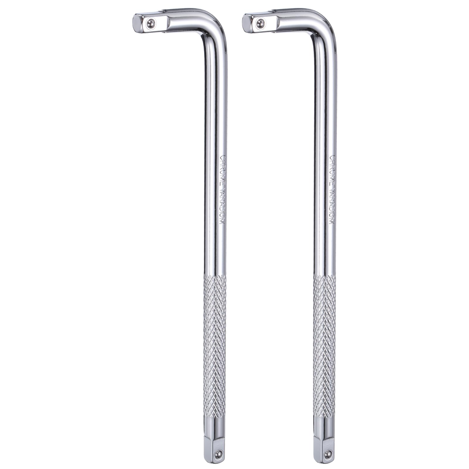 sourcing map 2 Pcs Socket Breaker Bar 3/8" Drive 10" Long 40CR Alloy Steel L-Shape Extension Bar Axle Nut Socket Wrench for Car Mechanical Equipment Repair, Silver