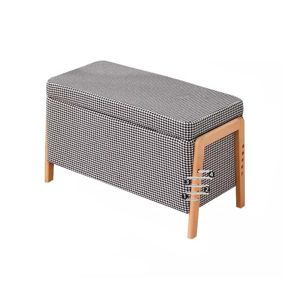 Taburete de almacenamiento y banco de zapatos acolchado gris para dormitorio