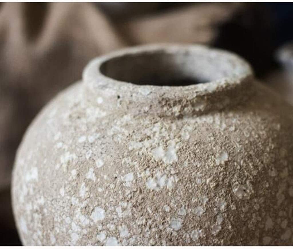 Jarrón de escritorio, jarrón de suelo retro para el hogar, jarrón moderno con flores secas, adornos decorativos, macetas de barro retro, cerámica de piedra hecha a mano, decoración para sala de estar