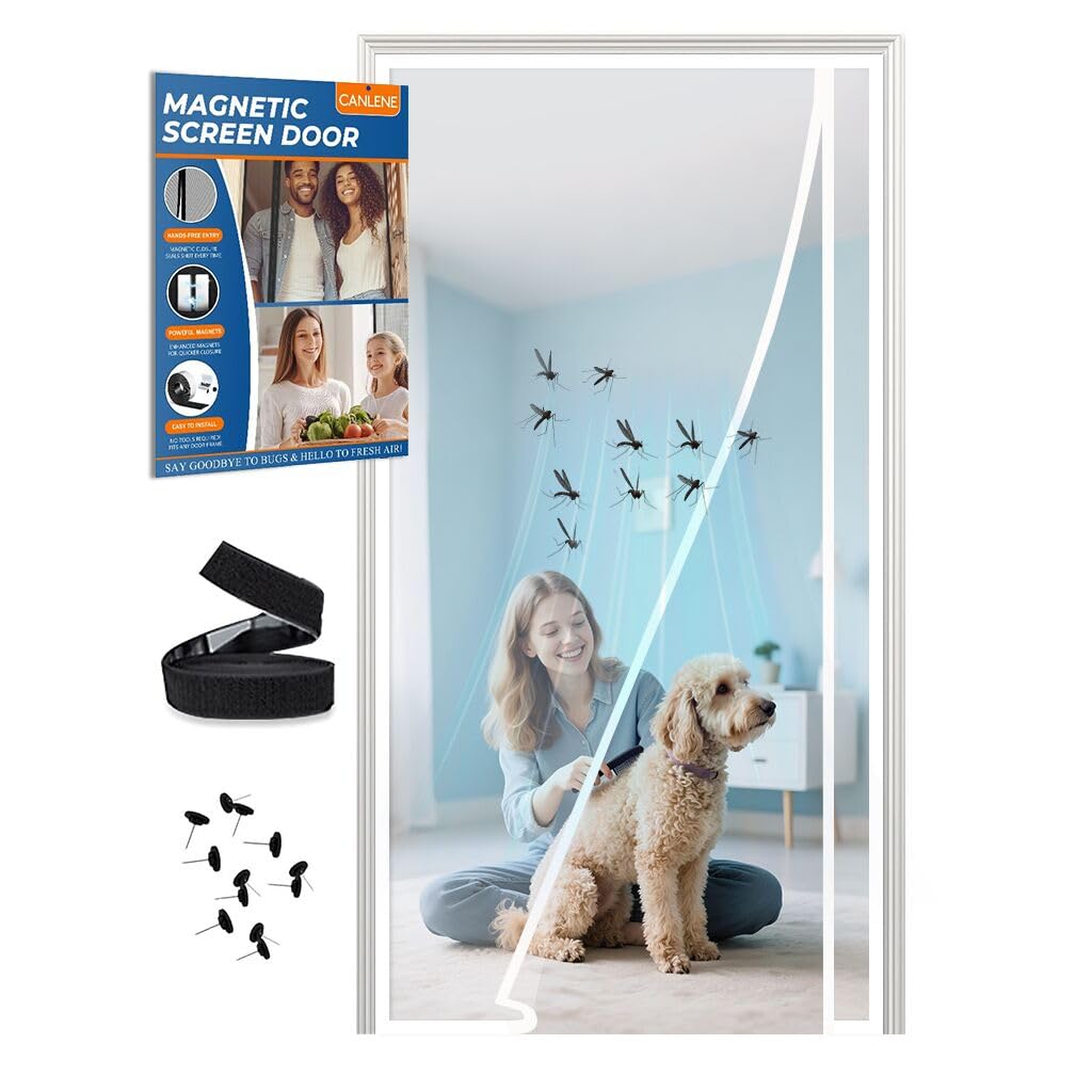Photo 1 of CANLENE Magnetic Screen Door Left Right Side Opening Polyethylene Terephthalate Mesh Greater Than Fiberglass and Polyester Easy Install