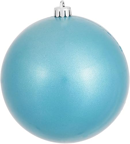 Vista 127 de Vickerman Adorno de bola de caramelo rojo de 12 pulgadas, inastillable y resistente a los rayos UV, confiable y listo para colgar, adornos rojos