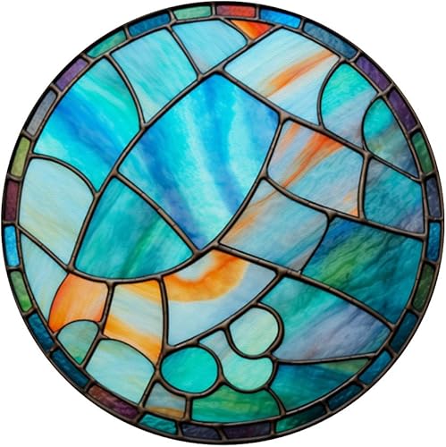 Miniatura 3 de Vitral redondo azul verde naranja patrón PopSockets intercambiable PopGrip