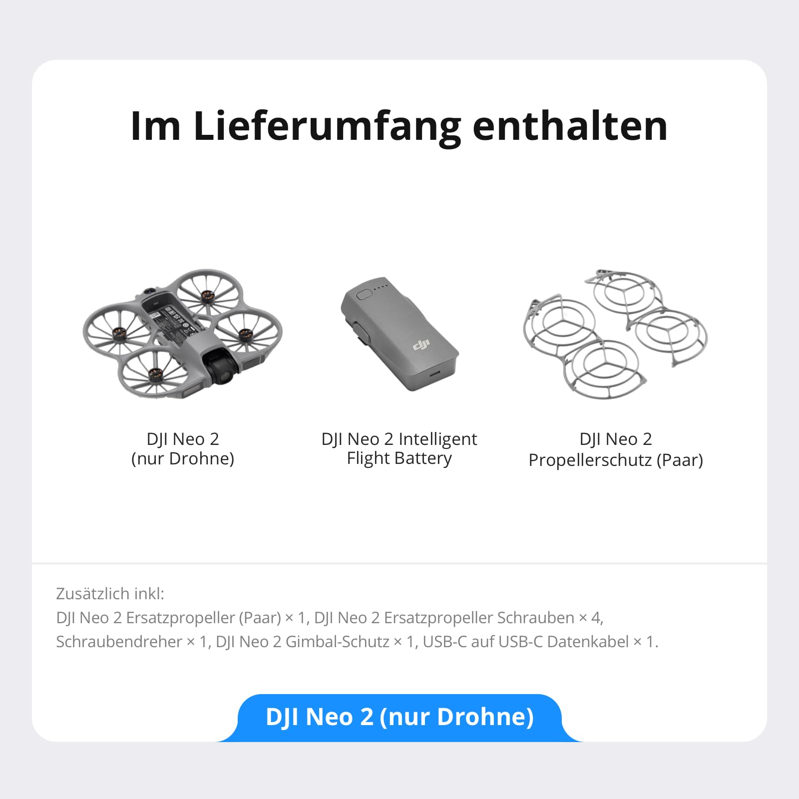 DJI Neo 2 Drohne, 4K, ActiveTrack, Gestensteuerung, Hinderniserkennung, Einsteiger