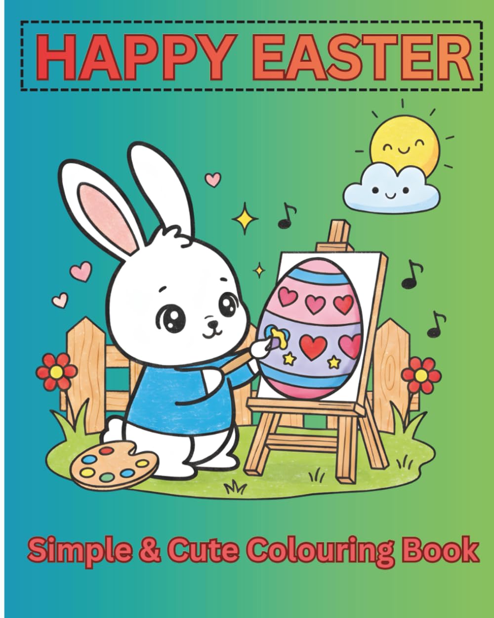 Happy Easter: Simple & Cute Colouring Book
