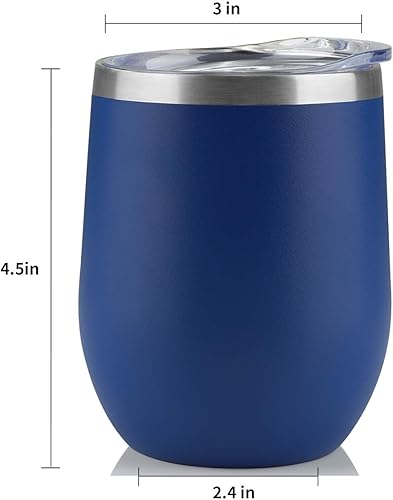 Miniatura 6 de TDYDDYU - Vaso de vino de acero inoxidable con tapa de 254ml (12oz. liq.), doble pared con aislamiento al vacío, vaso de viaje para café, vino,