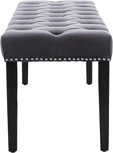 Miniatura 39 de KCC Banco otomano tapizado con botones, bancos tapizados de terciopelo para dormitorio, reposapiés, banco de acento para entrada, comedor, sala de