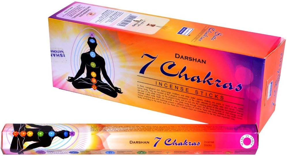 Darshan 7 Chakras Fragrance 6 pkt of 20 Sticks Each (Contains 120 Incense Sticks/Natural Agarbatti)