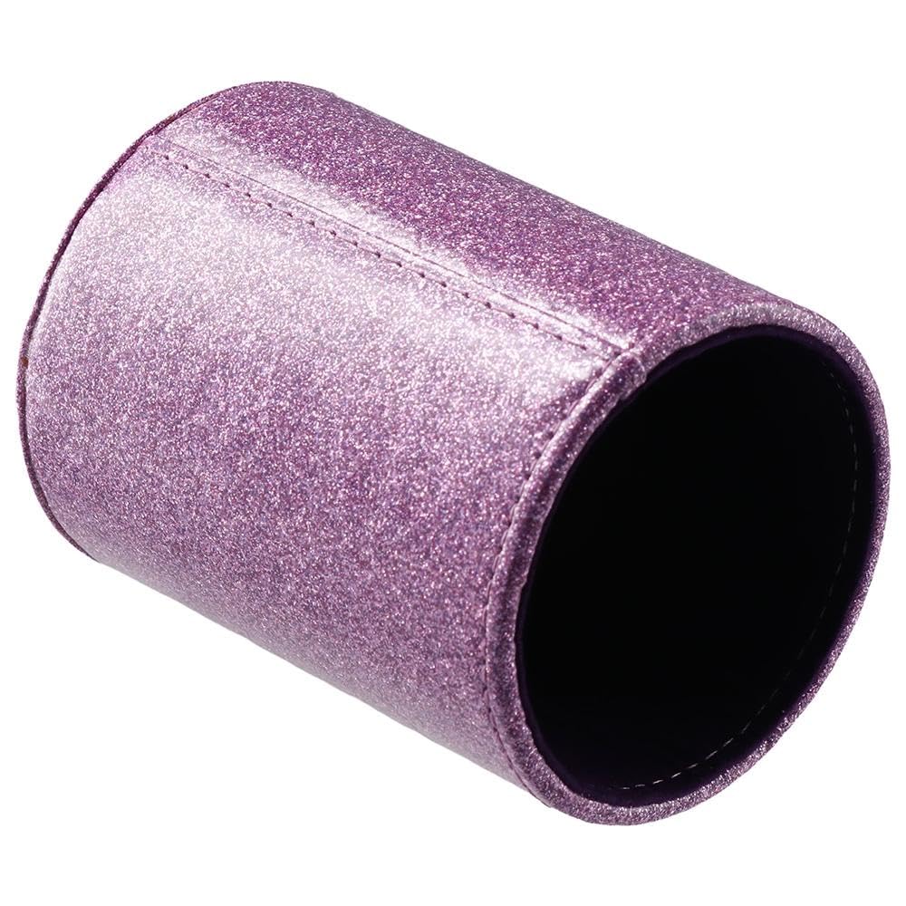Risedot PU Glitter Pen Holder, Pencil Cup Shiny Pen Holder for Desk for Women Desk Office Home, Purple - Image 4