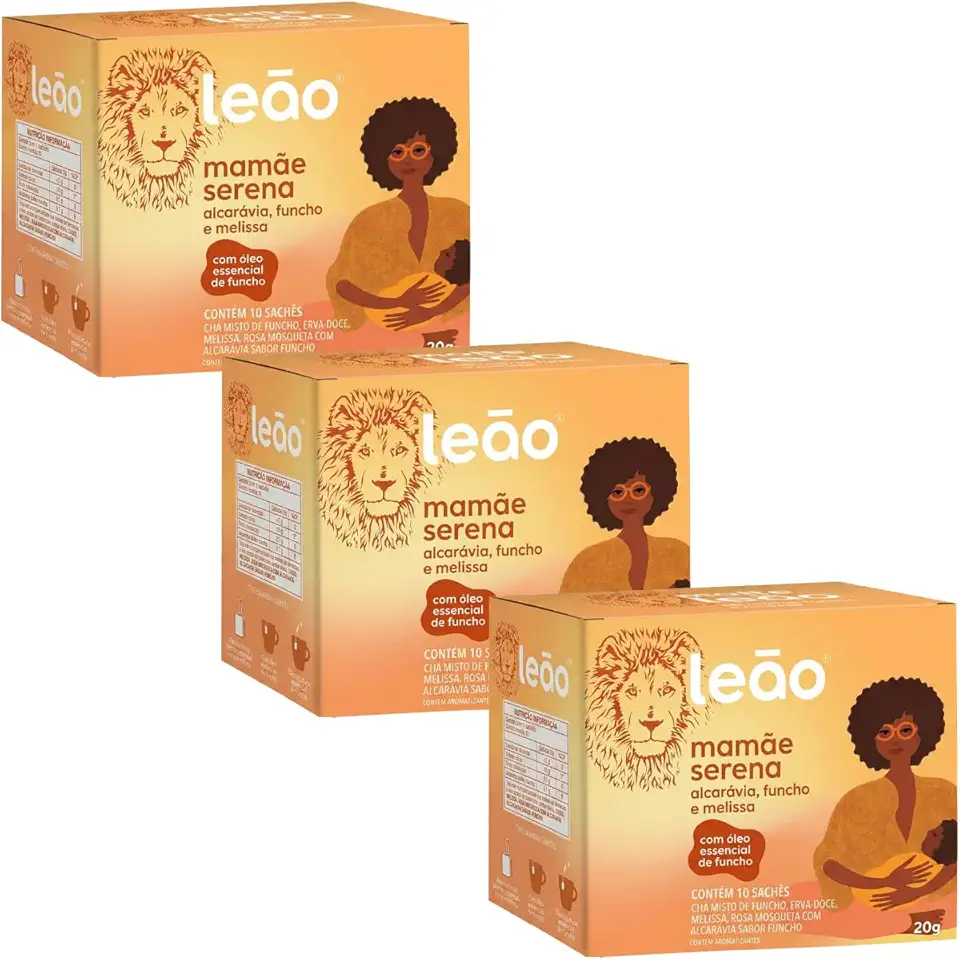 Cha da Mamae Serena Leão Bebida Ajuda na Amamentação Reconfortante e Calmante 30 Saches Kits na Web