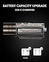 Vista 3 de RovyVon Linterna A26 EDC, recargable USB C, 600 lúmenes, linterna de mano súper brillante, linterna de bolsillo compacta con luces laterales