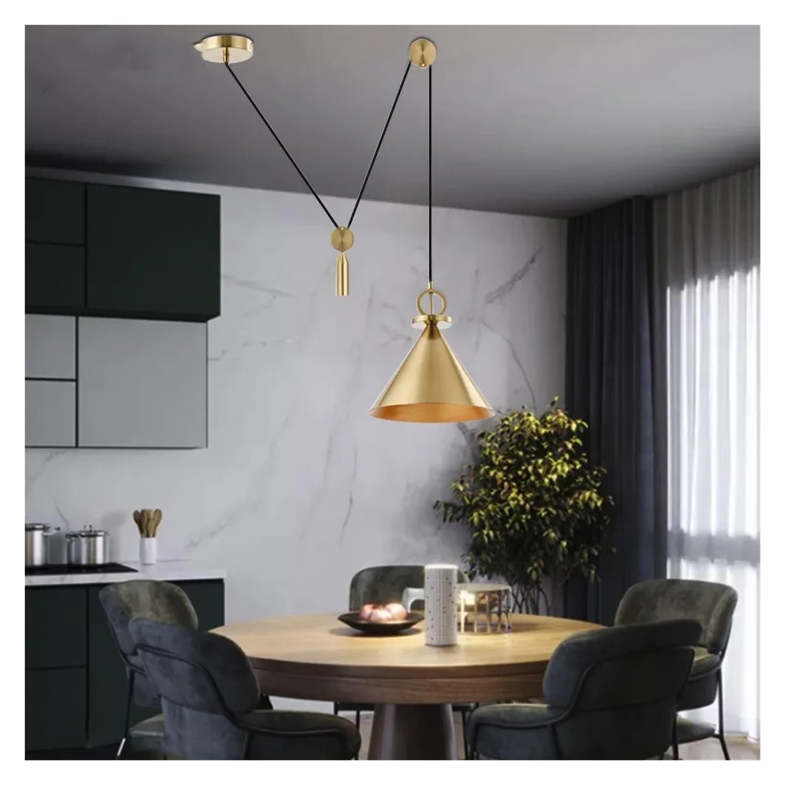 SKITGNLFNew Creative Lifting Pulley Ceiling Chandelier Modern Cooper Adjustable Wire Chandelier for bar Home Restaurant,Ceiling Lighting