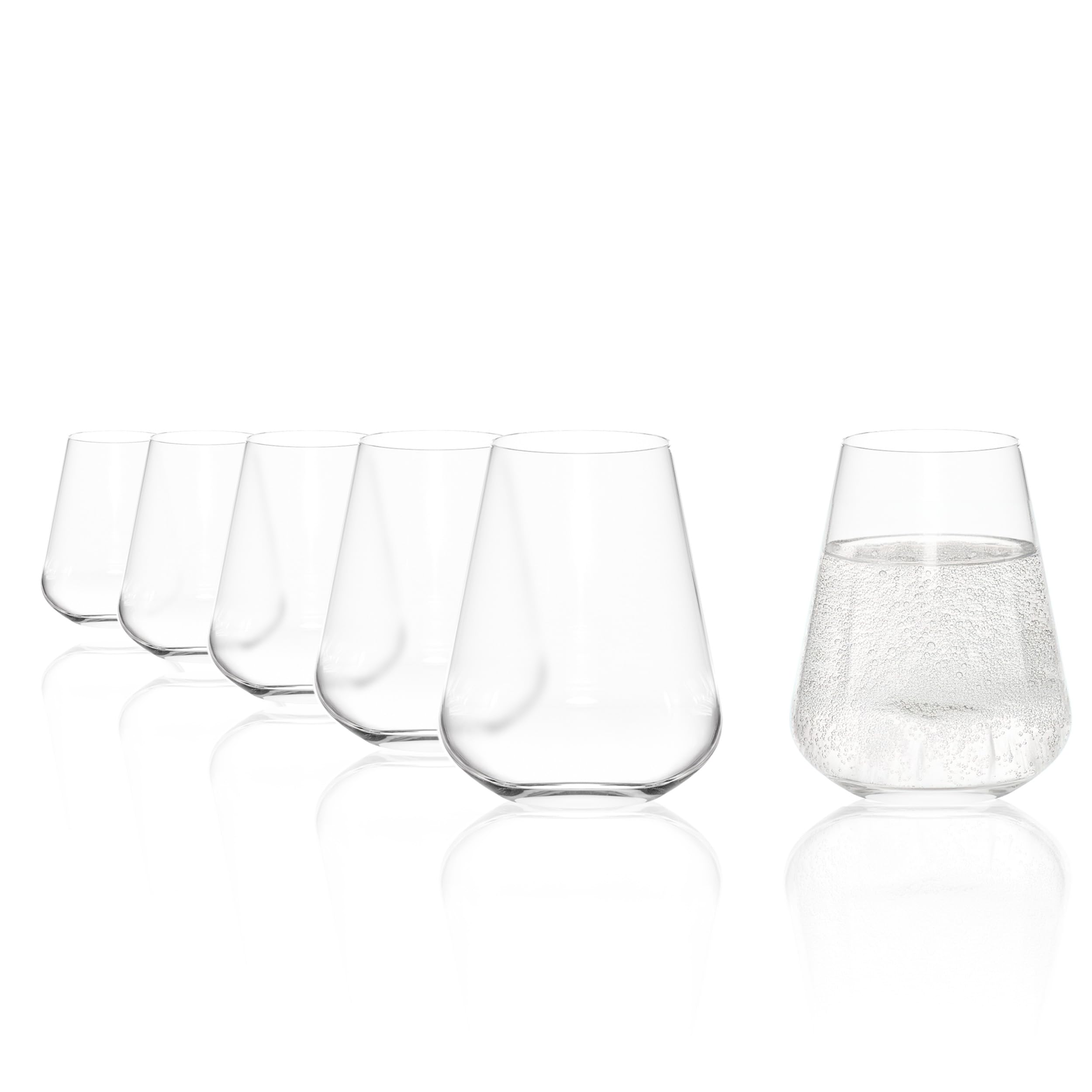 Stölzle Lausitz Q1 Wassergläser Allroundgläser 570 ml, 6er-Set | Handgefertigte, mundgeblasene Wasser- und Trinkgläser für Wasser und Saft, aus Kristallglas, stoßfest & spülmaschinengeeignet