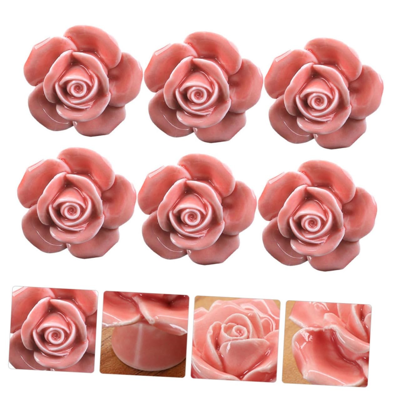6 Pezzi Manico in ceramica rosa maniglia per tirare la porta pomelli per porte per armadi decorativo antico toeletta maniglia porta maniglie pomelli per cassetti