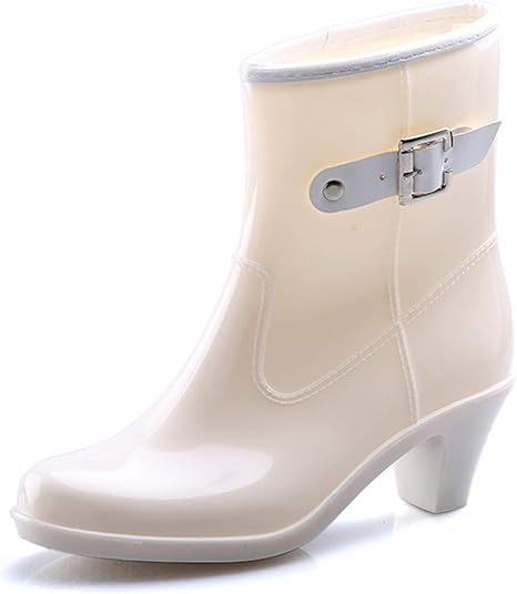 Amazon.com: Botas de lluvia para mujer Linda pantorrilla Tacones altos  impermeables Zapatos de trabajo cómodo botín de jardín ligero, blanco, EU35  : Ropa, Zapatos y Joyería