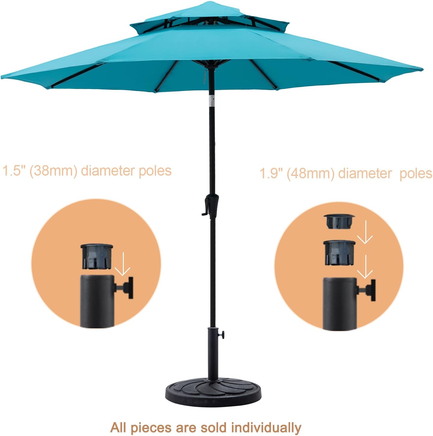 C-Hopetree 40 lb Round Heavy Duty Round Base Stand for Outdoor Patio Market Table Umbrella, Black