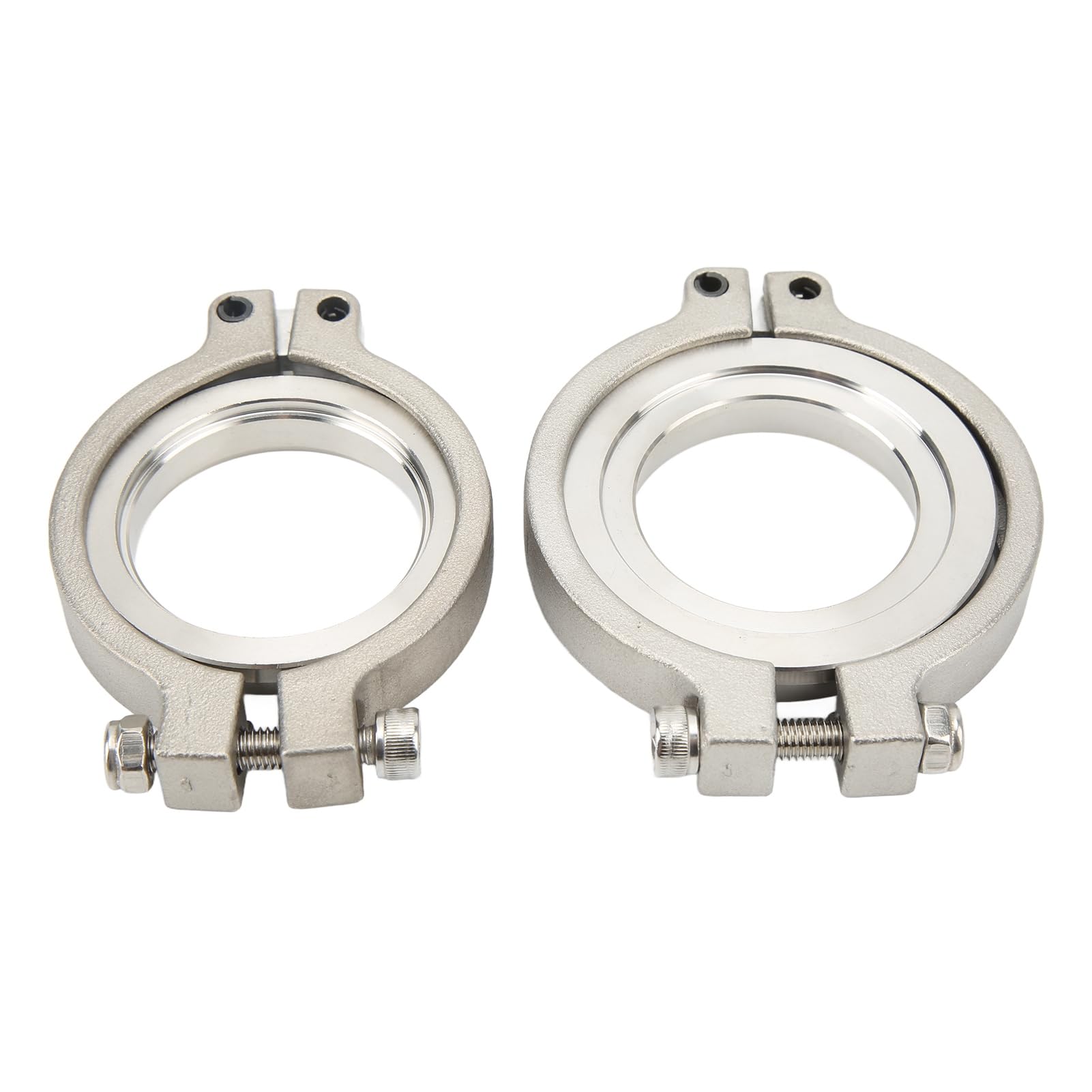 Set di Morsetti a Banda V 44 Mm, KIMISS Morsetti di Scarico in Acciaio Inossidabile Kit di Riparazione della Flangia di Ingresso Kit di Morsetti a Flangia a Banda V Argento