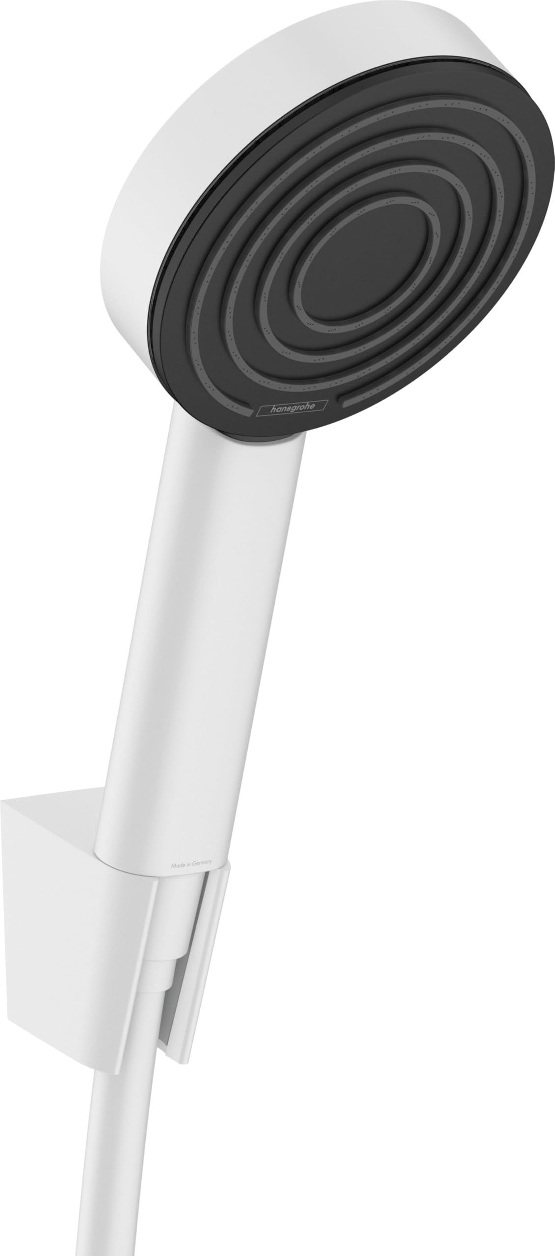 hansgrohe Pulsify S - Shower Set with Shower Head Water-Saving (EcoSmart+, PowderRain), Shower Hose (1,25 m) and Shower Head Holder, matt White, 24307700