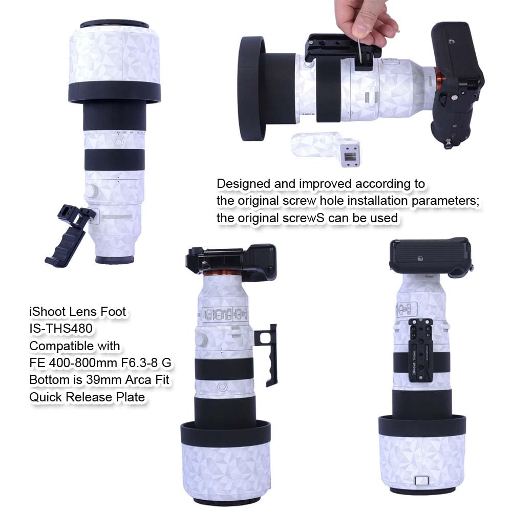 iShoot Soporte de repuesto para collar de lente, base de anillo de montaje para trípode compatible con Sony FE 400-800 mm F6.3-8 G, soporte de soporte Arca-Swiss Fit placa de liberación rápida para