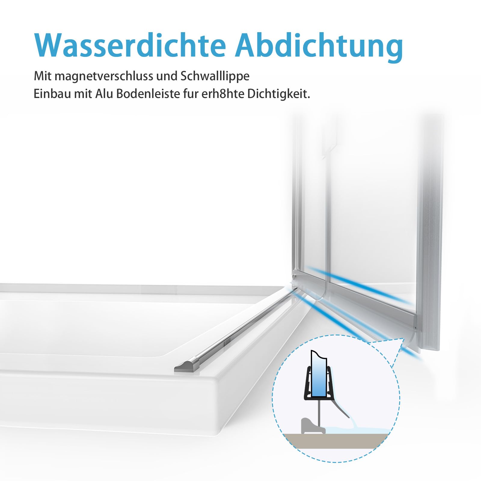 Heilmetz Duschtür Nische 90 x 195 cm, Dusche Pendeltür Schwingtür Glastür Duschkabine Duschtüren Duschwand Duschabtrennung aus 6mm ESG Sicherheitsglas mit Beidseitiger Nano Beschichtung