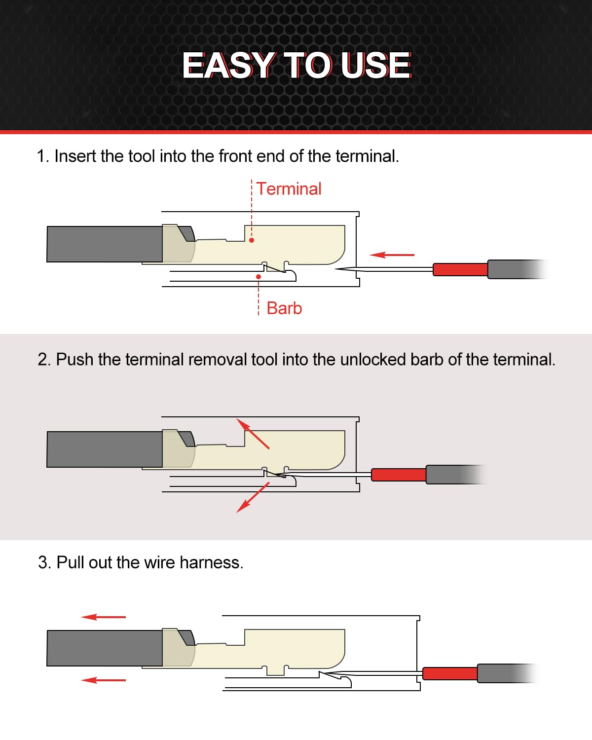 DAYDOOR Kit de herramientas de extracción de terminales, 26 herramientas para extraer pasadores de clavijas para conectar, juego de herramientas para quitar clavijas para coche