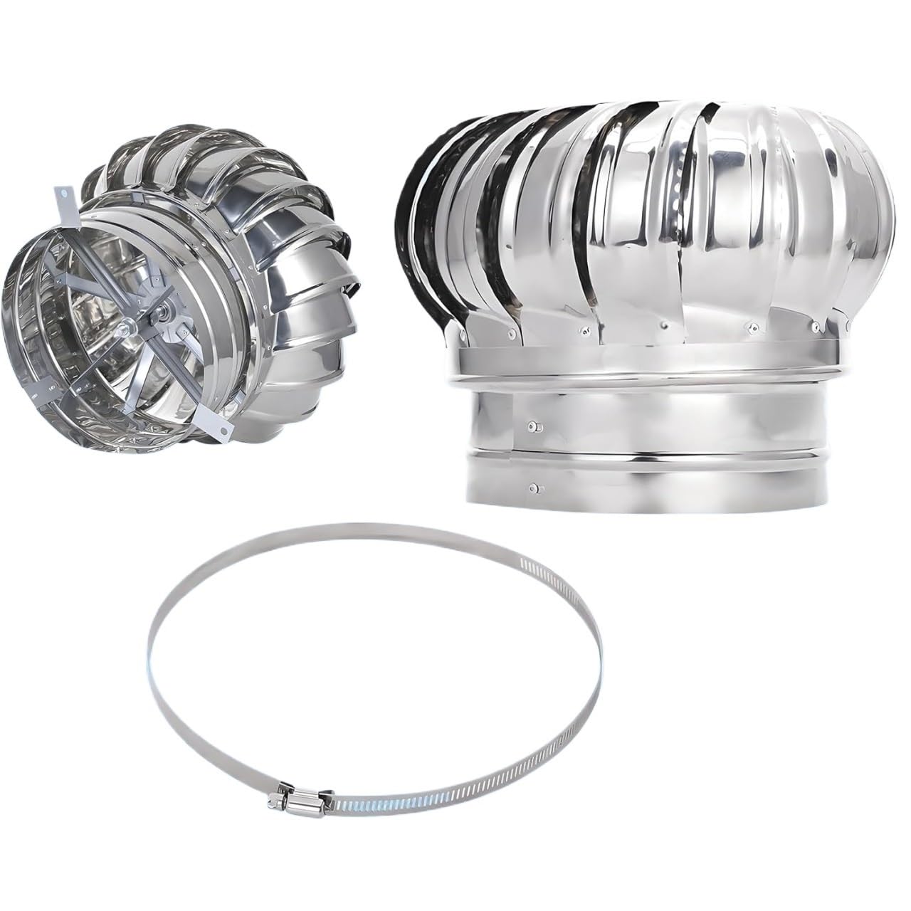 PBWERIGL Stainless Steel Roof Ventilator, Chimney Cowl Cap Rotating Rain Snow Cover Flue Protector(110mm/4.3in)