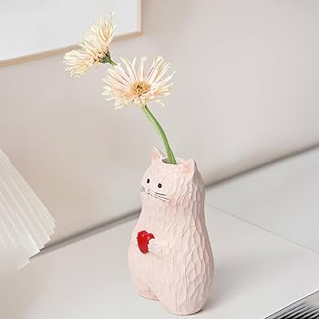 Amazon.co.jp: ネコ型花瓶 割れない花瓶 手作り 一輪挿し 合成樹脂