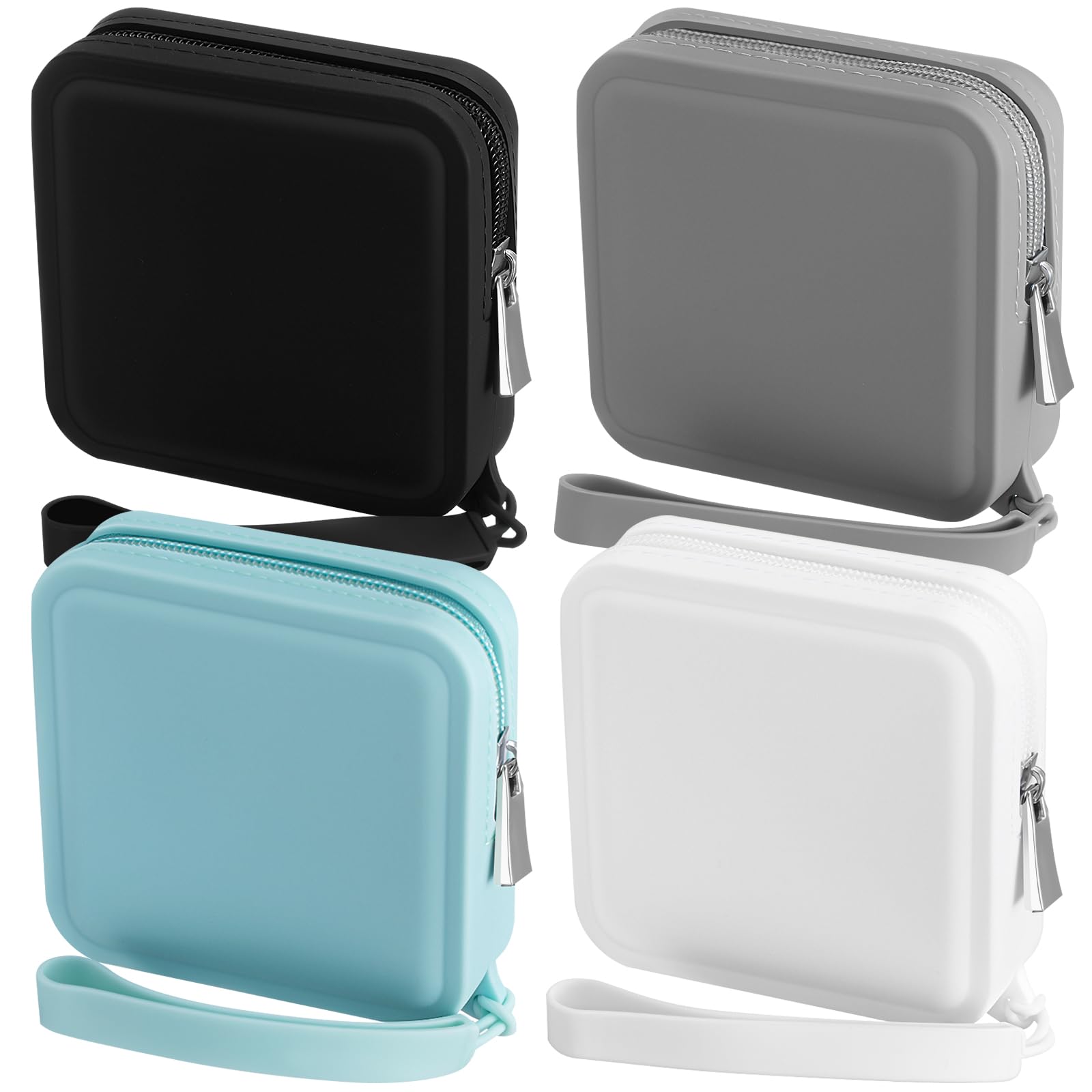 Kathfly4 Pcs Multicolor Mini Waterproof Makeup Bag Pouch for Purse Hair Tie Organizer Travel Silicone Bobby Pin Holder Portable Small Cosmetic Bag Coin Purse for Women Accessories Small Items