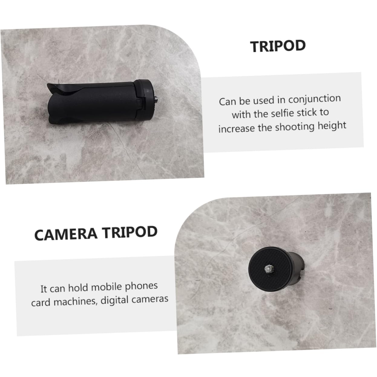 Homoyoyo Treppiede da Tavolo Pieghevole 4 Pezzi per Smartphone e Fotocamera, Attacco 1/4", Abs Nero