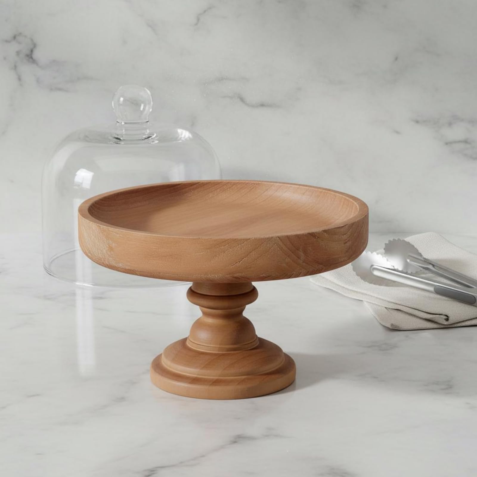 Soporte para Postres Plato Servidor, Juego De 2 Soportes De Madera para Frutas GX-3079 Grande Y Pequeño