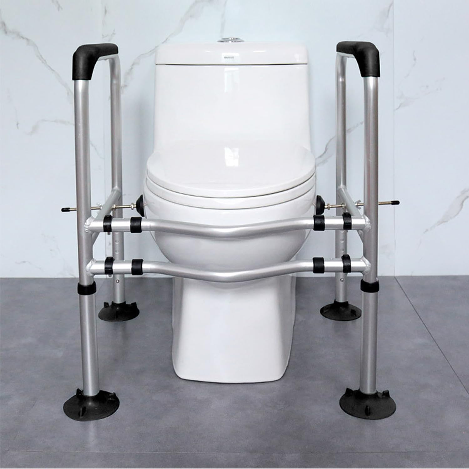 IBVIVIC Supporto per WC per anziani, con grandi tappetini antiscivolo, regolabile in larghezza e altezza, portata fino a 200 kg