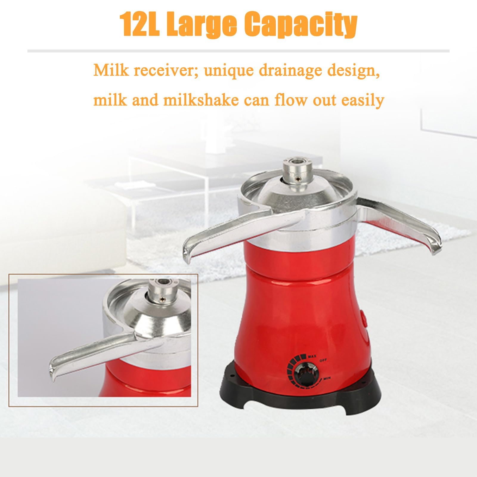 Separator do śmietany mlecznej, wirówka elektryczna, 80 l/h, pojemność 12 l, 5000-11000 obr./min regulowana prędkość do oddzielania śmietany i przygotowywania koktajli mlecznych