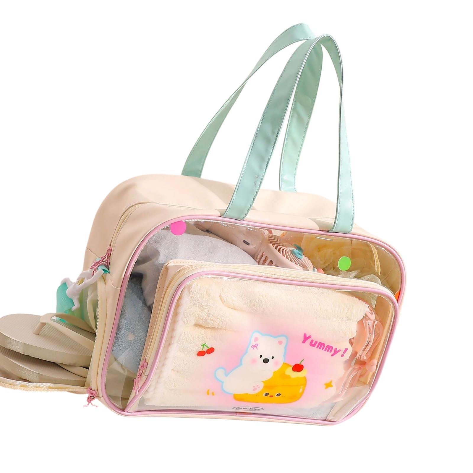 PANGBOER Pratica Borsa Impermeabile per Viaggi in Palestra, Nuoto in Spiaggia con Scomparti Separati e Borsa da Toilette da Viaggio con Tasca Frontale in PVC