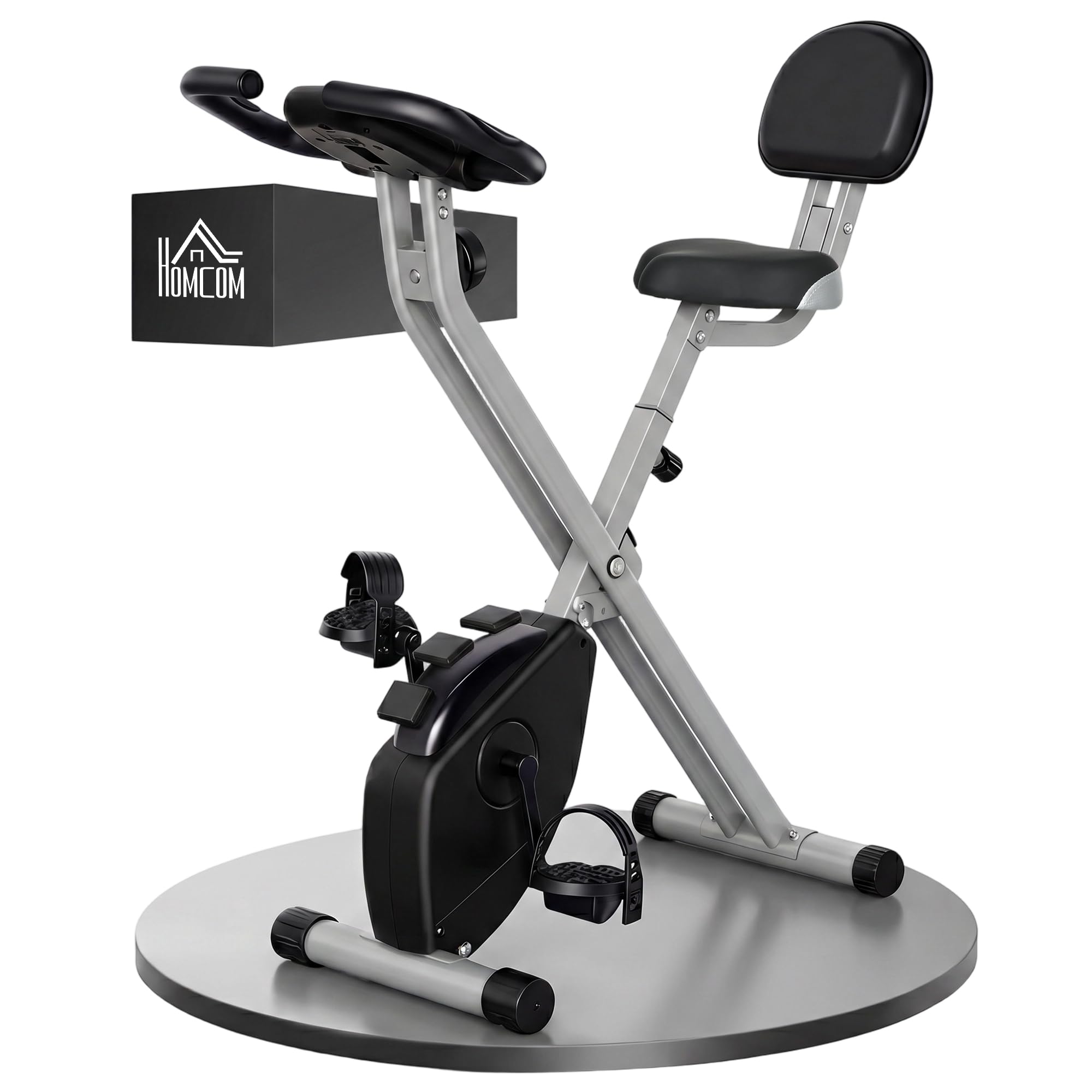 HOMCOM Vélo d'Appartement Magnétique Pliable avec 8 Niveaux de Résistance, Capteur de Pouls - Home Trainer Silencieux