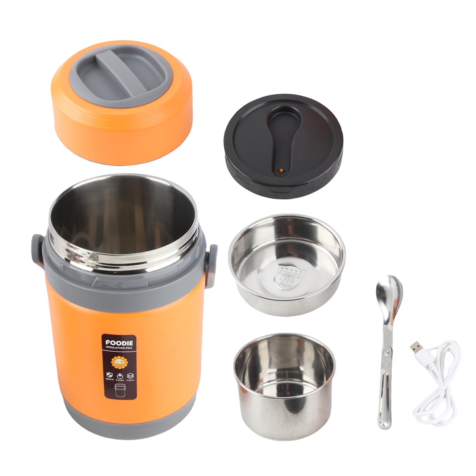 Hot Pot Electric mit Dampfer, 2L -Ramenkocher, Elektro -Topf für Pasta, Shabu Shabu, Haferflocken, Suppe und Ei, Tragbarer Kocher, Grundnahrungsraum -Essentials, Tragbarer (ORANGE)